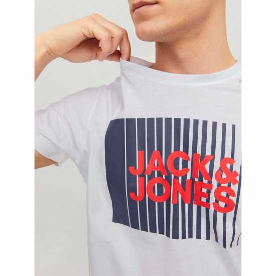 Мъжка Риза Jack And Jones Logo Play Short Sleeve T-Shirt Mens White 