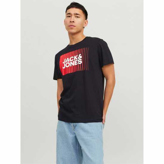 Мъжка Риза Jack And Jones Logo Play Short Sleeve T-Shirt Mens Black 