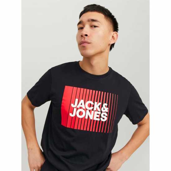 Мъжка Риза Jack And Jones Logo Play Short Sleeve T-Shirt Mens Black 