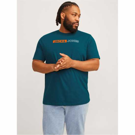 Jack And Jones Jack Corp Logo T-Shirt Plus Size Mens Deep Teal 