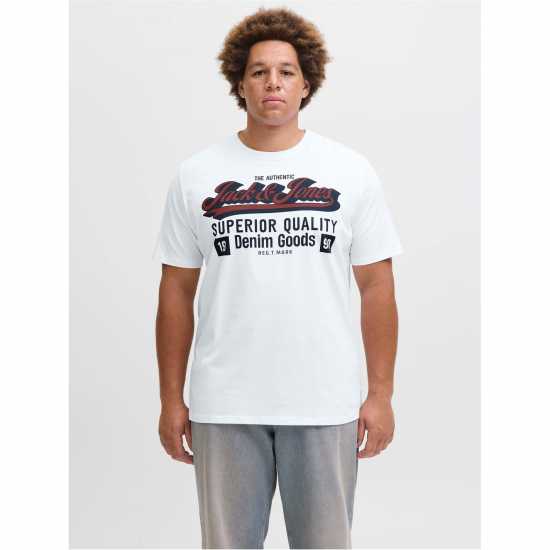 Мъжка Риза Jack And Jones Logo T-Shirt Mens Plus Size Cloud Dancer 