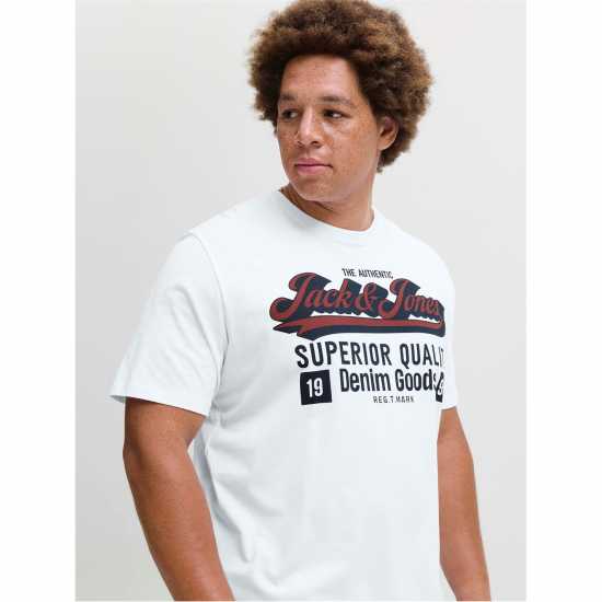Мъжка Риза Jack And Jones Logo T-Shirt Mens Plus Size Cloud Dancer 