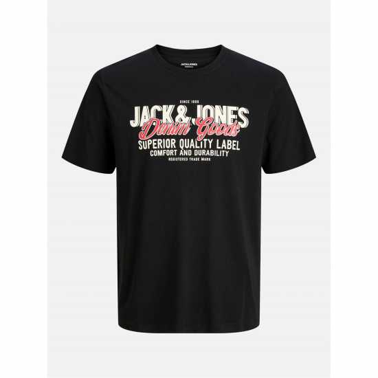 Jack and Jones Colour Logo T-Shirt Mens Plus Size Black Jack and Jones Colour Logo T-Shirt Mens Plus Size Black