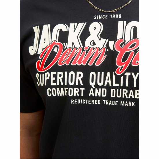 Jack and Jones Colour Logo T-Shirt Mens Plus Size Black Jack and Jones Colour Logo T-Shirt Mens Plus Size Black