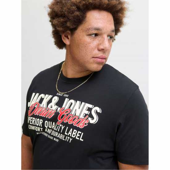 Jack and Jones Colour Logo T-Shirt Mens Plus Size Black Jack and Jones Colour Logo T-Shirt Mens Plus Size Black