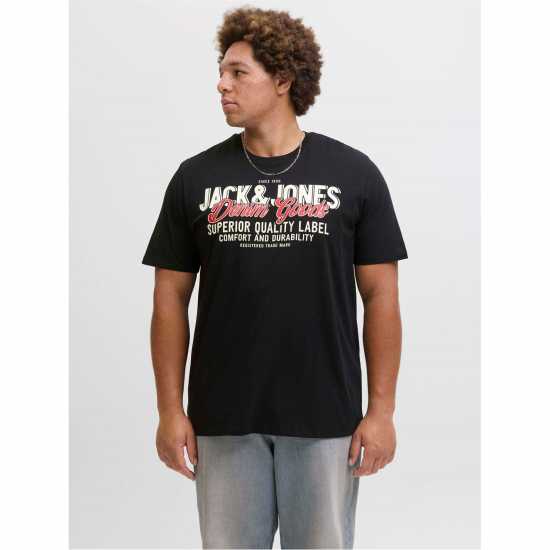 Jack and Jones Colour Logo T-Shirt Mens Plus Size Black Jack and Jones Colour Logo T-Shirt Mens Plus Size Black