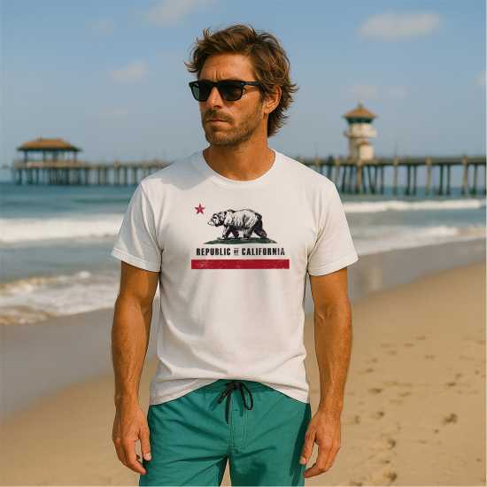 Republic Of California Old Flag Tee Sn99 White 