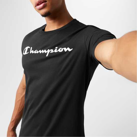 Champion Мъжка Риза Logo T-Shirt Mens Black KK001 Мъжки ризи