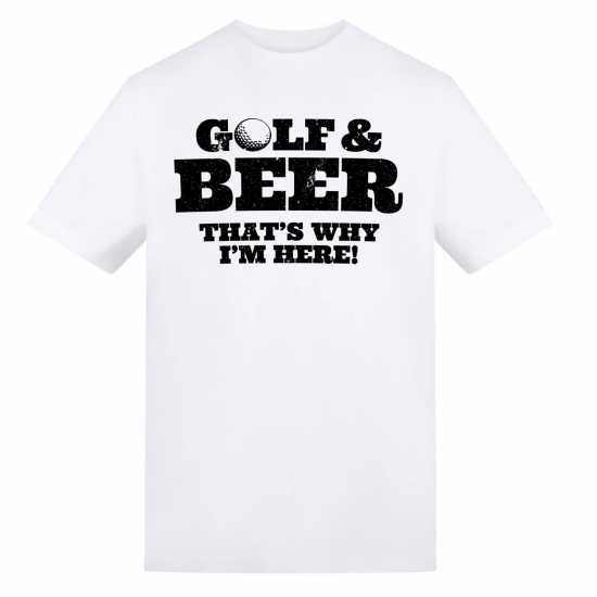 Awd Printed Golf Adult Tee Golf & Beer That's Why I'm Her 