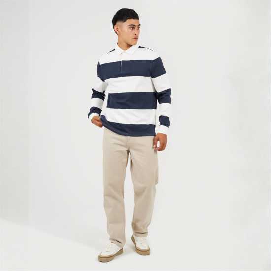 Brave Soul Rugby Shirt Sn62 Cream/Navy Brave Soul Rugby Shirt Sn62 Cream/Navy