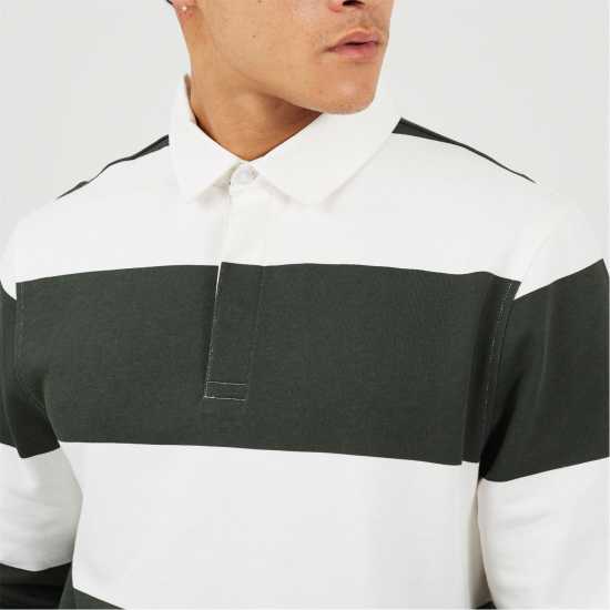 Brave Soul Rugby Shirt Sn62 Cream/Green Brave Soul Rugby Shirt Sn62 Cream/Green