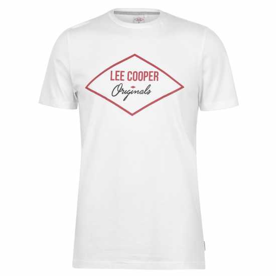 Lee Cooper Тениска Cooper Logo T Shirt White Мъжко облекло за едри хора