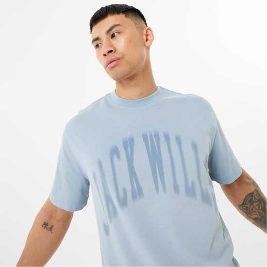 Jack Wills Uneven Dye T-Shirt Mid Blue Мъжки ризи