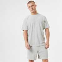 Jack Wills Logo Repeat Towelling T-Shirt Cool Grey Мъжки ризи