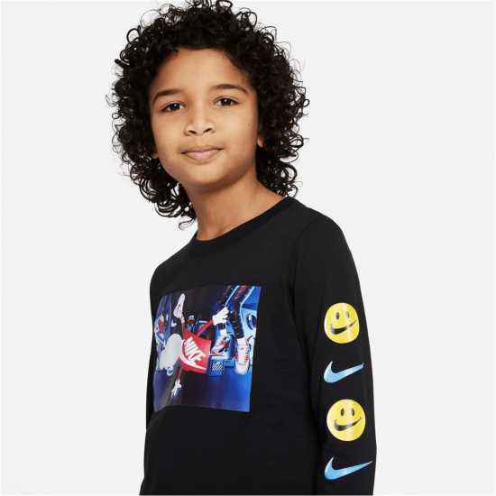 Nike Long Sleeve Boxy T-Shirt Junior Boys  - Детски тениски и фланелки