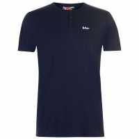 Lee Cooper Мъжка Тениска Essentials 3 Button T Shirt Mens Navy Мъжки ризи
