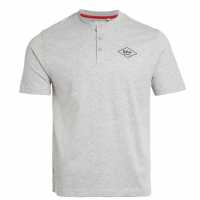 Lee Cooper Мъжка Тениска Essentials 3 Button T Shirt Mens Grey Marl Мъжки тениски и фланелки