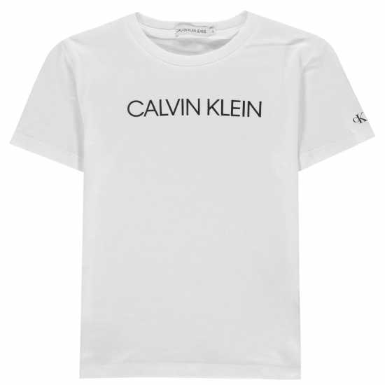 Calvin Klein Тениска Boys Institution T Shirt White Детски тениски и фланелки