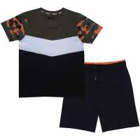 Firetrap Тениска T Shirt And Shorts Set Junior Boys Camo Blk/Orange Детски тениски и фланелки