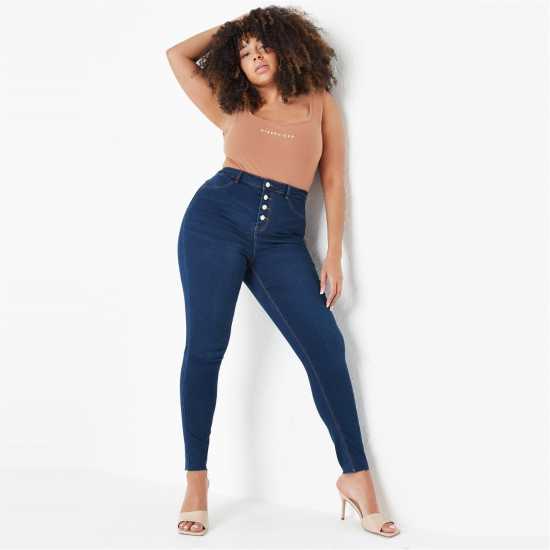 Вталени Дънки Plus Size Button Front Lawless Skinny Jeans