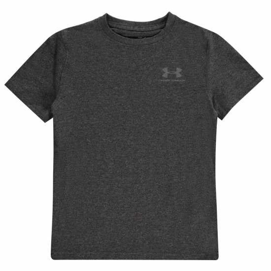 Under Armour Left Chest Logo Short Sleeve Juniors Черно средно хизер Детски тениски и фланелки