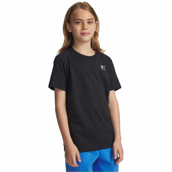 Under Armour Left Chest Logo Short Sleeve Juniors Черно средно хизер Детски тениски и фланелки