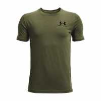 Under Armour Left Chest Logo Short Sleeve Juniors Marine OD Green Детски тениски и фланелки