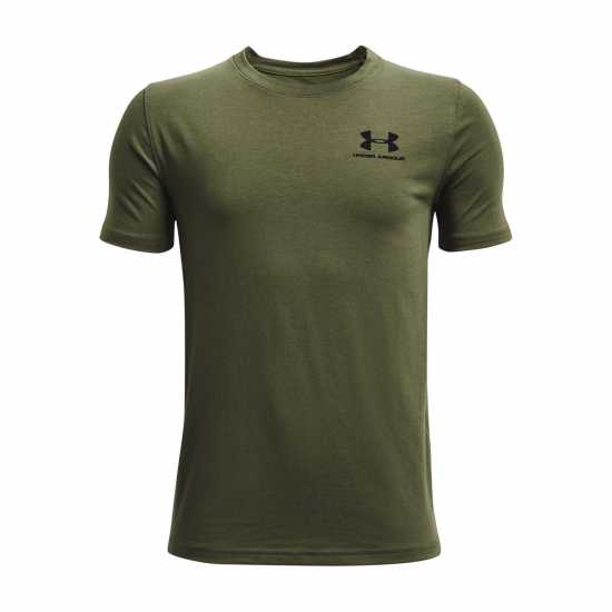 Under Armour Left Chest Logo Short Sleeve Juniors Marine OD Green Детски тениски и фланелки