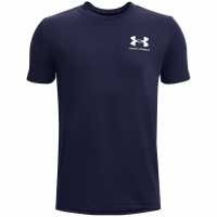 Under Armour Cotton Short Sleeve T-Shirt Junior Boys Navy/Grey Детски тениски и фланелки