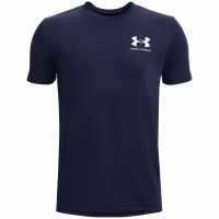 Under Armour Left Chest Logo Short Sleeve Juniors Морско синьо/Сиво Детски тениски и фланелки