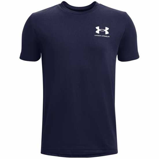 Under Armour Cotton Short Sleeve T-Shirt Junior Boys Navy/Grey - Детски тениски и фланелки