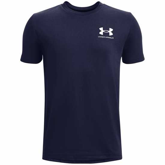 Under Armour Left Chest Logo Short Sleeve Juniors Морско синьо/Сиво Детски тениски и фланелки