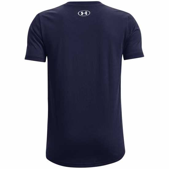 Under Armour Cotton Short Sleeve T-Shirt Junior Boys Navy/Grey - Детски тениски и фланелки