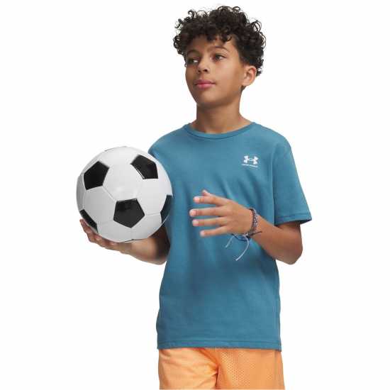 Under Armour Ua Sportstyle Boys Short Sleeve Boun Blue/White 