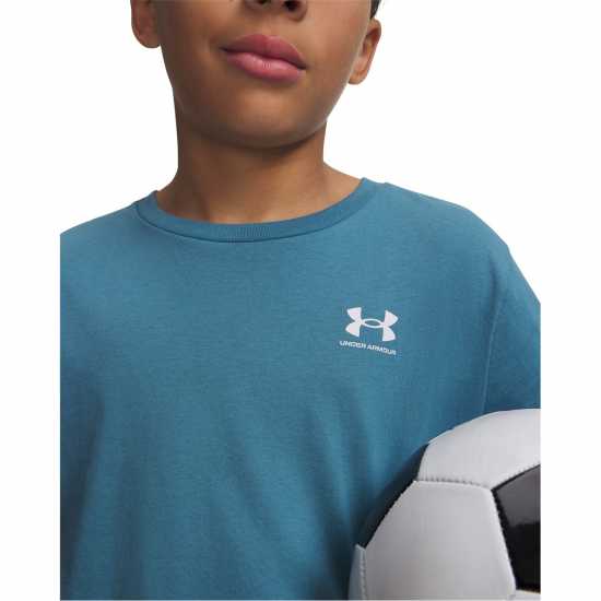 Under Armour Ua Sportstyle Boys Short Sleeve Boun Blue/White 
