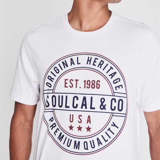 Soulcal Мъжка Тениска Large Logo T Shirt Mens White Мъжки ризи