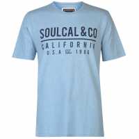 Soulcal Мъжка Тениска Large Logo T Shirt Mens Sky Marl Мъжки ризи