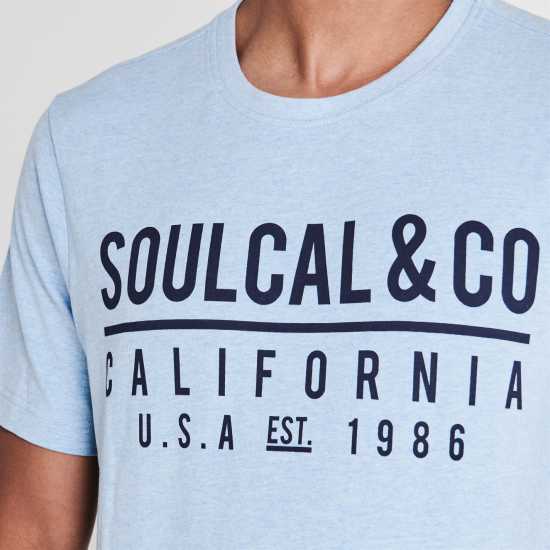 Soulcal Мъжка Тениска Large Logo T Shirt Mens Sky Marl Мъжки ризи