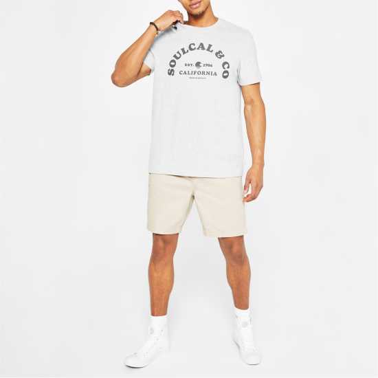 Soulcal Мъжка Тениска Large Logo T Shirt Mens Grey Marl Мъжки ризи