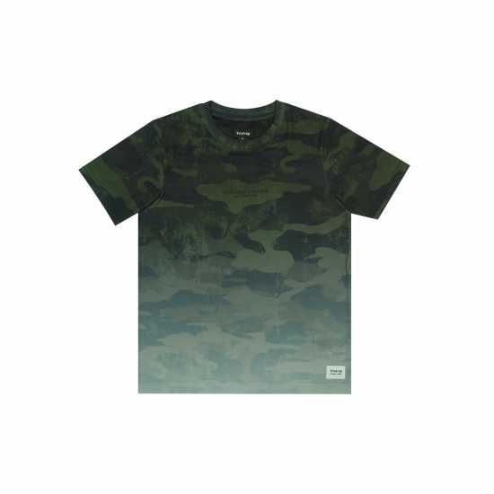 Firetrap Тениска Момчета Sub T Shirt Junior Boys Зелена Камуфлаж Детски тениски и фланелки