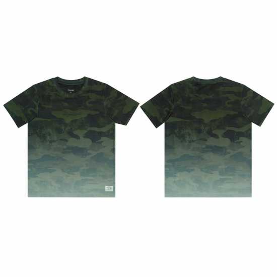Firetrap Тениска Момчета Sub T Shirt Junior Boys Зелена Камуфлаж Детски тениски и фланелки