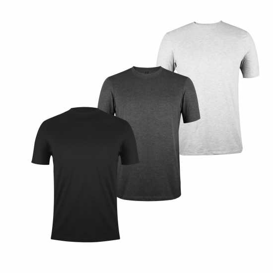 Donnay 3 Тениски Мъже 3 Pack T Shirts Mens Сиво/Черно/Черно Мъжки тениски и фланелки