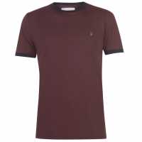 Тениска Farah Groves Ringer T Shirt Фара Червен 626 Мъжки тениски и фланелки