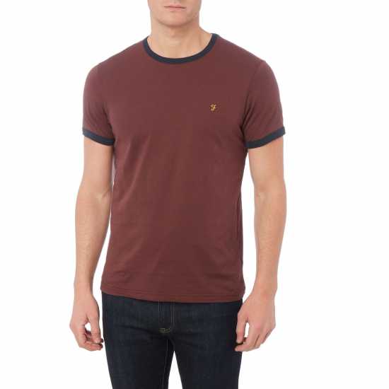 Тениска Farah Groves Ringer T Shirt Farah Red 626 Мъжки ризи