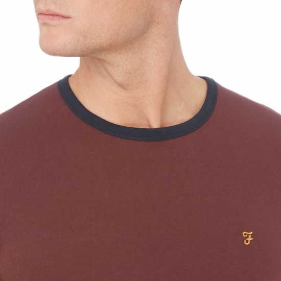 Тениска Farah Groves Ringer T Shirt Farah Red 626 Мъжки ризи
