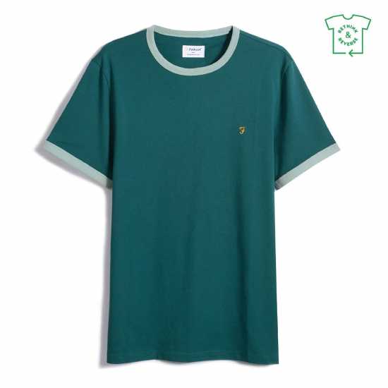 Тениска Farah Groves Ringer T Shirt Green Haze 366 Мъжки ризи