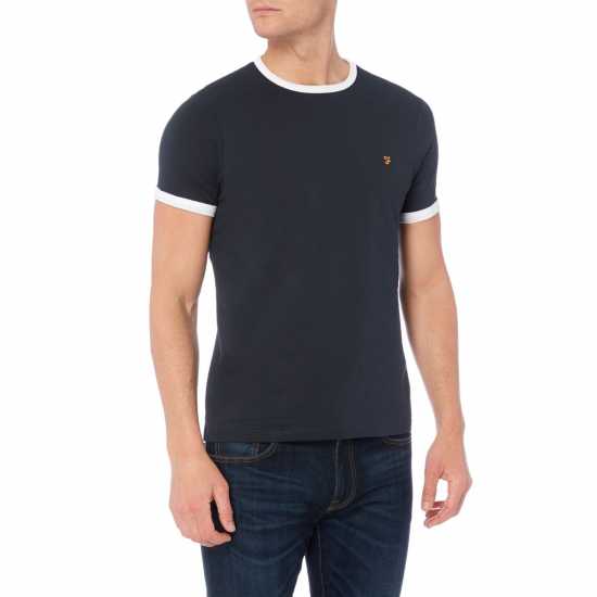 Тениска Farah Groves Ringer T Shirt Navy 412 Мъжки ризи