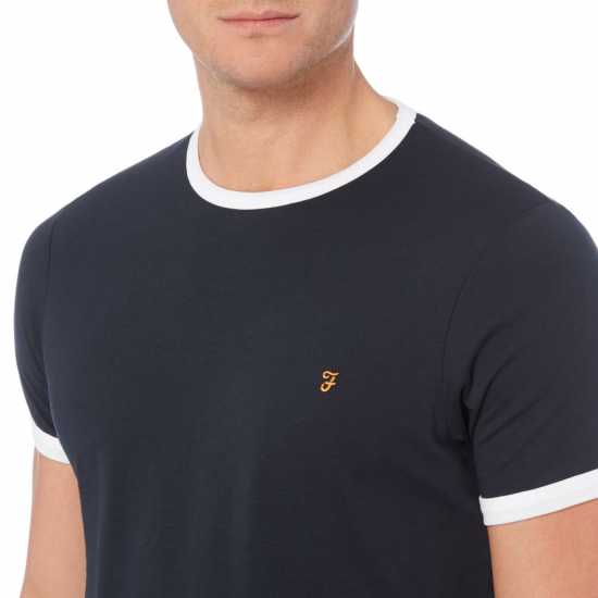 Тениска Farah Groves Ringer T Shirt Navy 412 Мъжки ризи