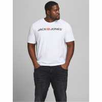Jack And Jones Мъжка Риза Corp Logo T-Shirt Mens White Мъжко облекло за едри хора
