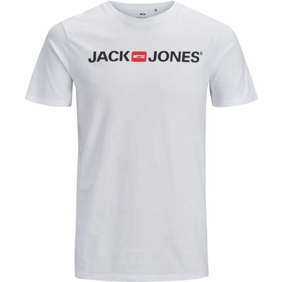 Jack And Jones Мъжка Риза Corp Logo T-Shirt Mens White Мъжко облекло за едри хора